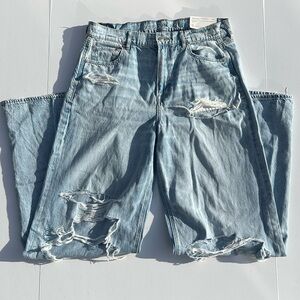 American Eagle Dreamy Drape Super High-Rise Baggy Wide Leg Jeans Size 10